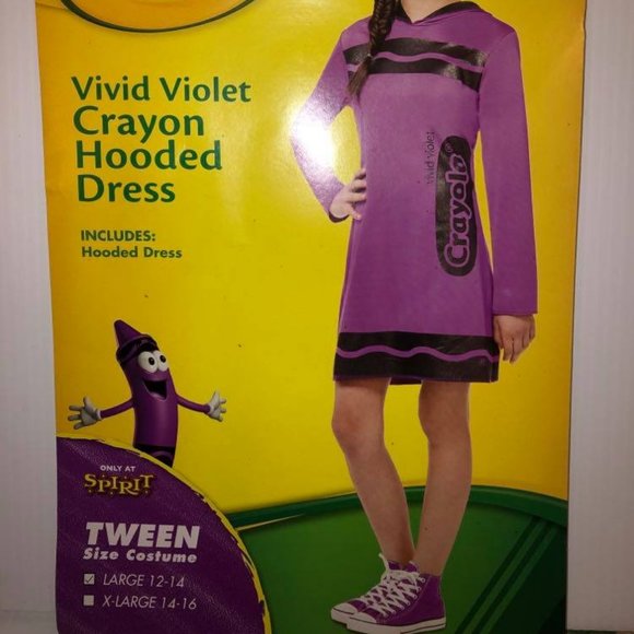 New Girls Tween Vivid Violet Crayola Hood dress - Picture 3 of 4